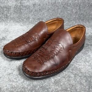 Aztec Huarache Sandals Men's 11 Brown Leather Slip On Loafers Beach Resort